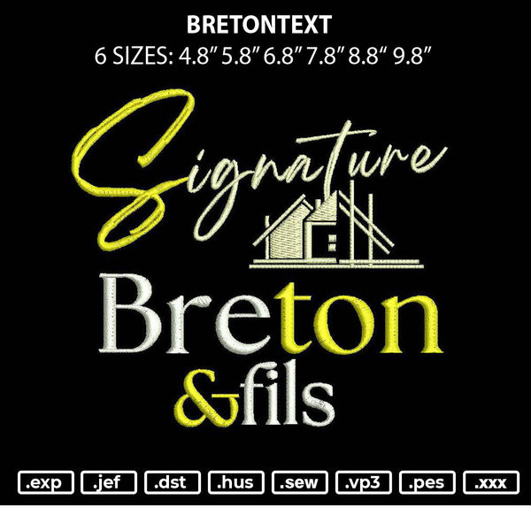Bretontext Embroidery File 6 sizes