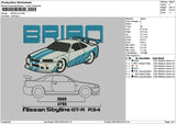 Blue Car 01a Embroidery File 6 sizes