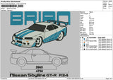 Blue Car 01a Embroidery File 6 sizes