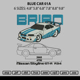 Blue Car 01a Embroidery File 6 sizes