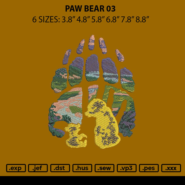 Bear Paw 03 Embroidery File 6 sizes
