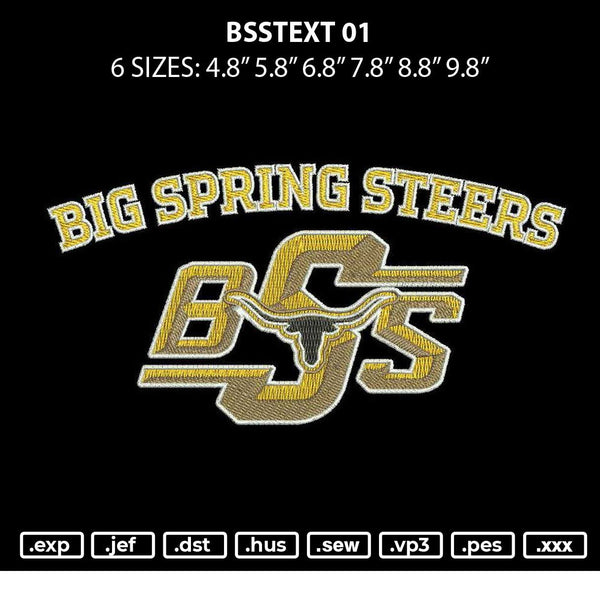 Bsstext 01 Embroidery File 6 sizes