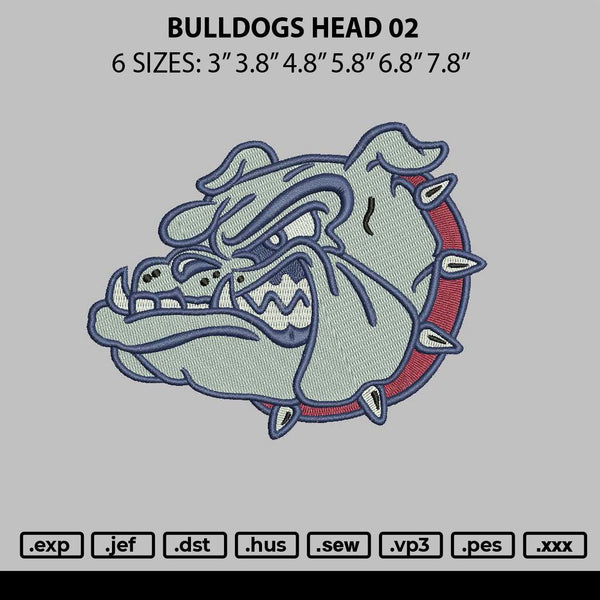 Bulldogs Head 02 Embroidery File 6 sizes