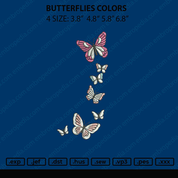 Butterflies Colors Embroidery File 4 size
