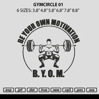 Gymcircle 01 Embroidery File 6 sizes