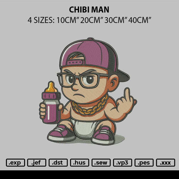 Chibi Man Embroidery File 6 sizes