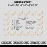 Banana Receipt Embroidery File 6 sizes
