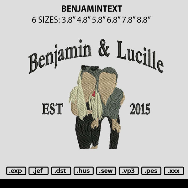 Benjamintext Embroidery File 6 sizes