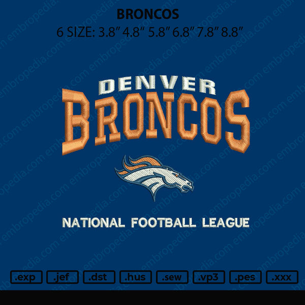 Broncos Denver Embroidery File 6 sizes