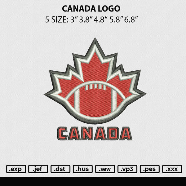 Canada Logo Embroidery File 5 sizes