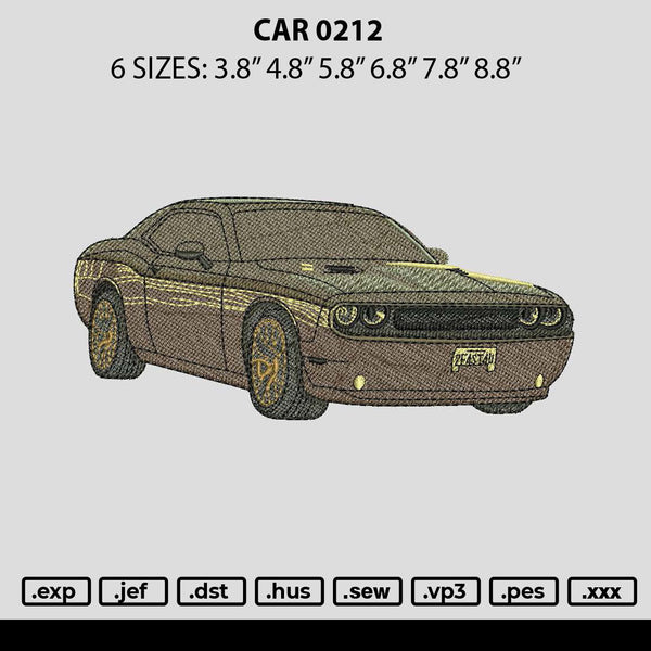 Car 0212 Embroidery File 6 sizes