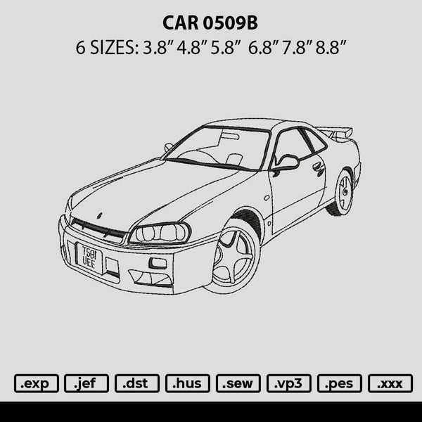 Car 0509b Embroidery File 6 sizes