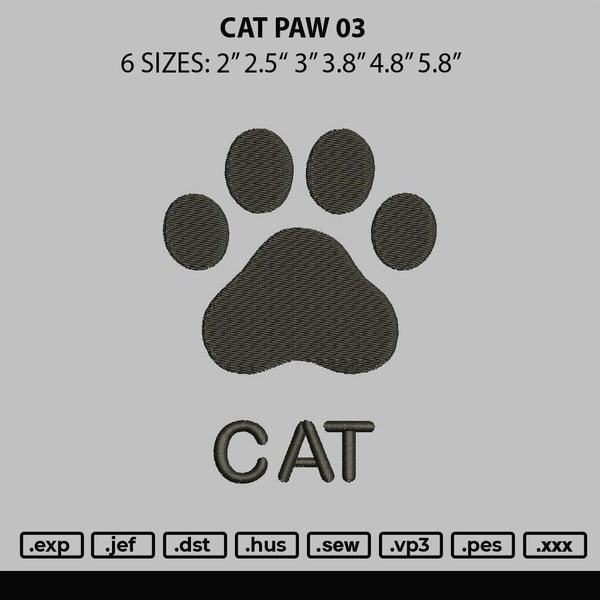 Cat Paw 03 Embroidery File 6 sizes