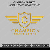 Champion Granite Embroidery File 6 sizes