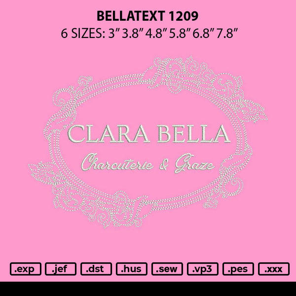 Bellatext 1209 Embroidery File 6 sizes