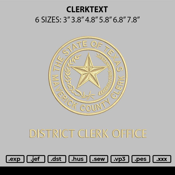 Clerktext Embroidery File 6 sizes