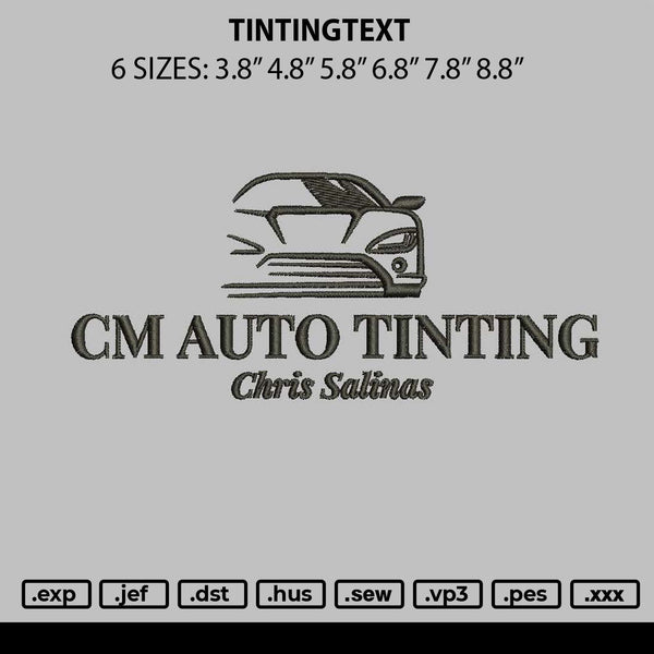 Tintingtext Embroidery File 6 sizes