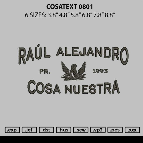 Cosatext 0801 Embroidery File 6 sizes