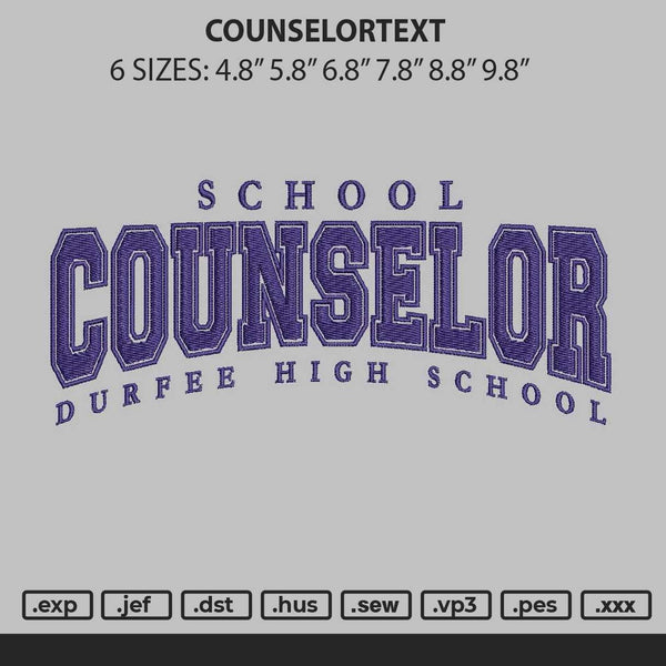Cunselortext Embroidery File 6 sizes