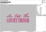 Courttext Embroidery File 6 sizes