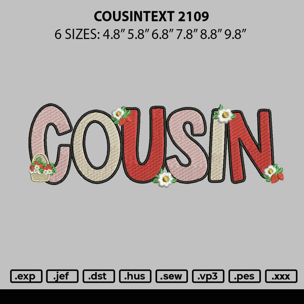 Cousintext 2109 Embroidery File 6 sizes