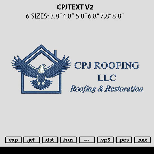 Cpjtext V2 Embroidery File 6 sizes