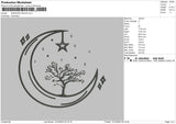 Crescent Moon Embroidery File 6 sizes
