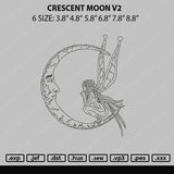 Crescent Moon V2 Embroidery Fle 6 sizes