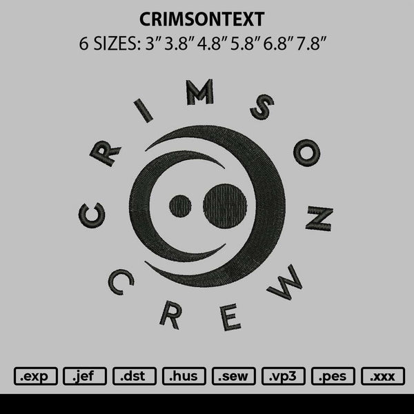 Crimsontext Embroidery File 6 sizes