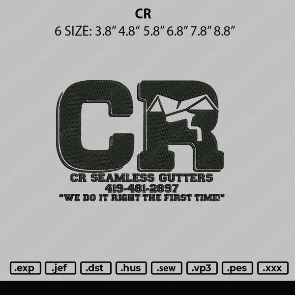 CR Embroidery File 6 sizes