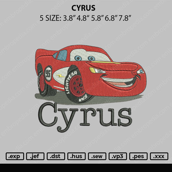 Cyrus Embroidery File 6 sizes