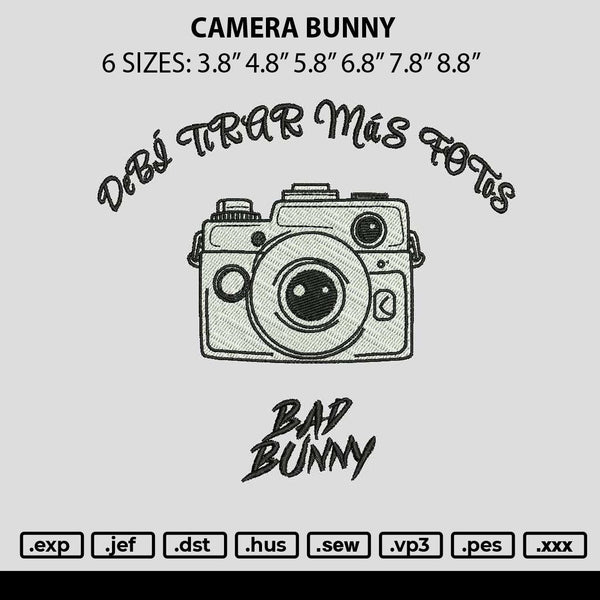Camera Bunny Embroidery File 6 sizes