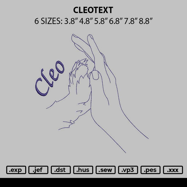 Cleotext Embroidery File 6 sizes