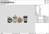Coffeehalloween 2207 Embroidery File 6 sizes