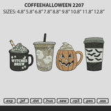 Coffeehalloween 2207 Embroidery File 6 sizes