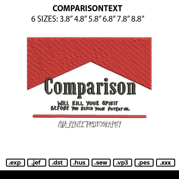Comparisontext Embroidery File 6 sizes
