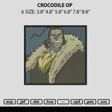 Crocodile Op Embroidery File 6 sizes