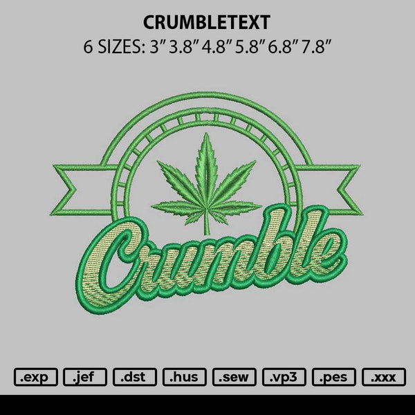 Crumbletext Embroidery File 6 sizes