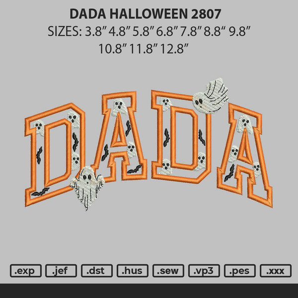 Dada Halloween 2807 Embroidery File 6 sizes