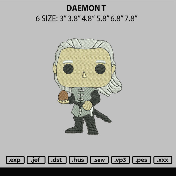Daemon T Embroidery File 6 sizes