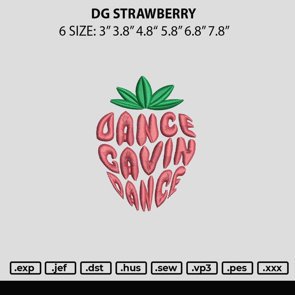 Dg Strawberry Embroidery File 6 sizes