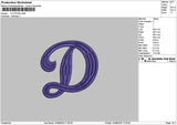 D Letter 002 Embroidery File 6 sizes
