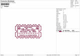 Ticket 0602 Embroidery File 6 sizes