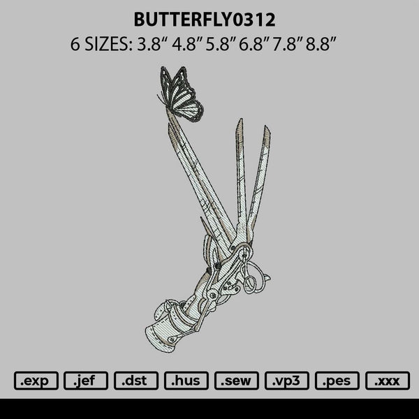 Butterfly0212 Embroidery File 6 sizes