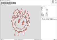 Emoticon Fire Embroidery File 6 sizes