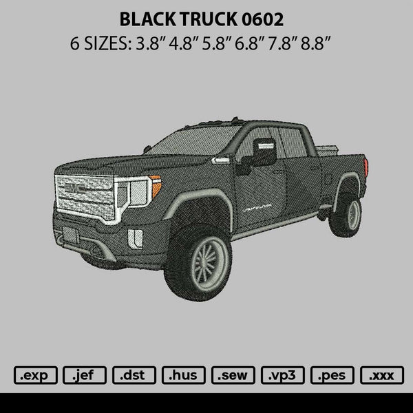 Black Truck 0602 Embroidery File 6 sizes