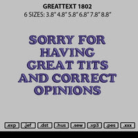 Greattext 1802 Embroidery File 6 sizes