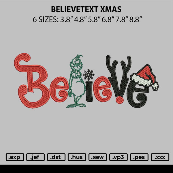 Believetext Xmas Embroidery File 6 sizes