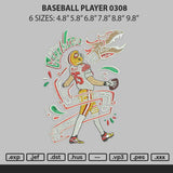 Baseball Player 0308 Embroidery File 6 sizes