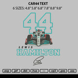 Car44 Text Embroidery File 6 sizes